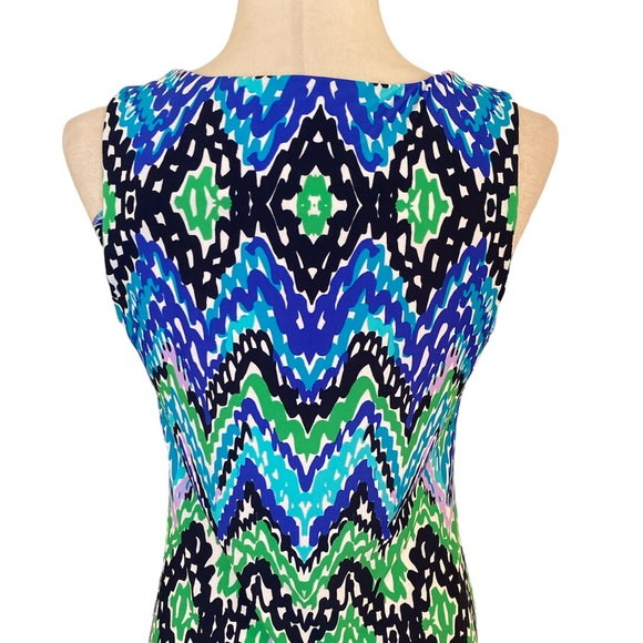 Jude Connally Beth Bright Royal Blue Waves Chevron Zigzag Sheath Slip Dress - S - Picture 7 of 9